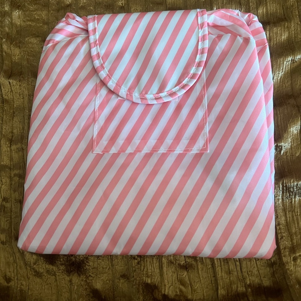 Pink and White Cosmetic Bag with Striped Design